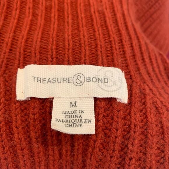 Treasure & Bond Mock Neck sweater Medium in red ochre - Picture 4 of 6